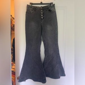 High Waisted Black Acid Wash Flare Jeans Size 29